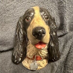 Vintage Dog Bust Sculpture - Black and Tan